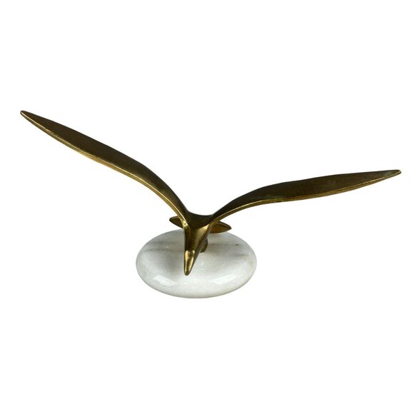 Vintage Brass bird in Flight on Marble Base Paperweight - Picture 2 of 5